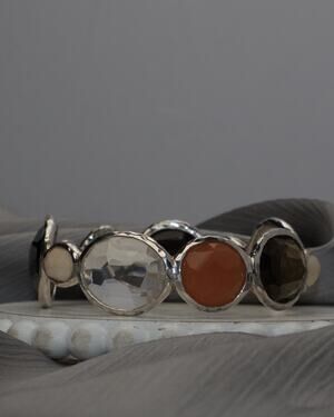 Ippolita Rock Candy Sterling Multi- Stones Bangle Bracelet 44.5G / 7in